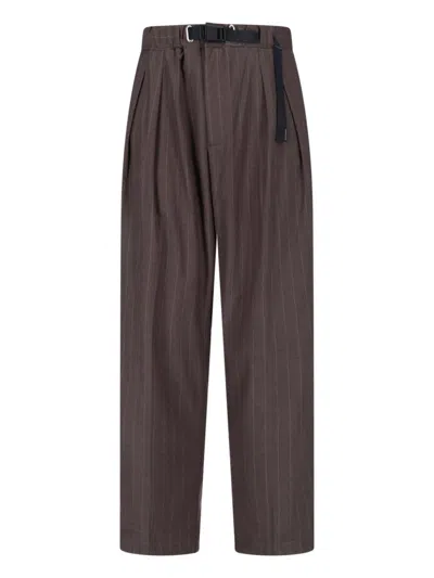 White Sand Straight-leg Belted Trousers In Brown