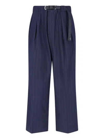 White Sand Straight-leg Trousers With Belt In Blue
