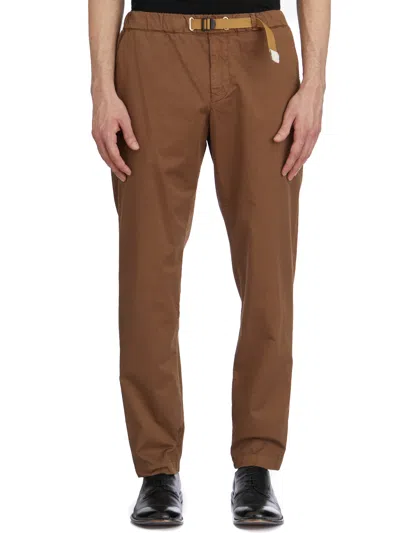 White Sand Stretch Cotton Pants In Brown