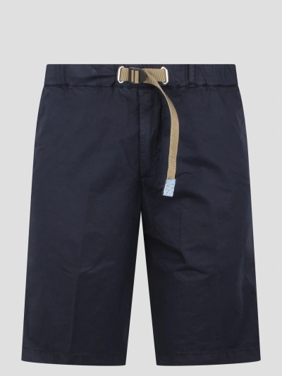 White Sand Stretch Cotton Shorts In Blue