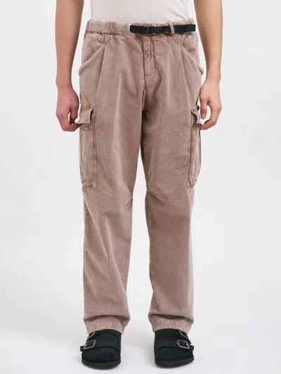 White Sand Stretch Cotton Trousers In Brown
