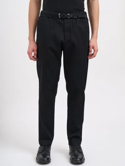 White Sand Stretch Cotton Trousers In Black