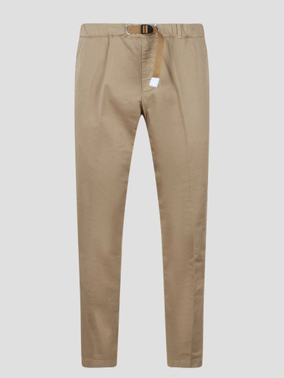 White Sand Stretch Cotton Trousers In Brown