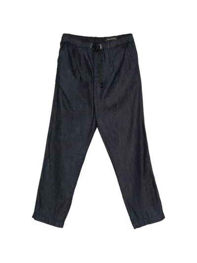 White Sand Stretch Cotton Trousers With Waist Belt