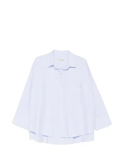 White Sand Striped Cotton Shirt In Blue
