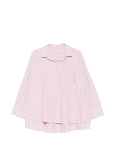 White Sand Striped Cotton Shirt In Pink