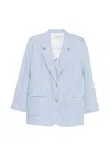 White Sand Linen Blend Single-breasted Jacket In Multi
