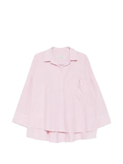 White Sand Striped Pocket Shirt In Pink