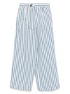 White Sand Striped Wide-leg Trousers In White