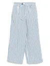 White Sand Striped Wide-leg Trousers