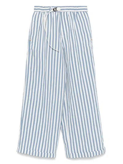 WHITE SAND WHITE SAND STRIPED WIDE-LEG TROUSERS