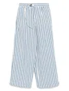 White Sand Striped Wide-leg Trousers In Clear Blue