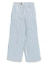 White Sand Striped Wide-leg Trousers In Clear Blue