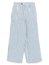 White Sand Striped Wide-leg Trousers