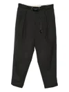 White Sand Tailored Black Trousers With Buckle Belt Detail In Black