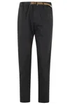 White Sand Tailored Cotton Trousers With Internal Belt In Black