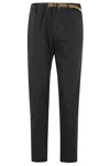 White Sand Tailored Cotton Trousers With Internal Belt In Black