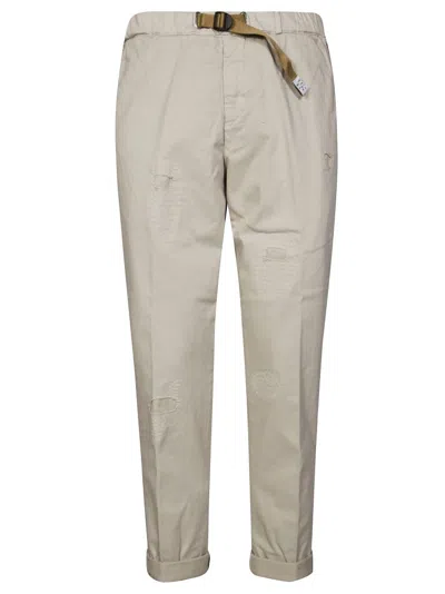 White Sand Tailored Gabardine Pants With Subtle Patch Details In Neutral