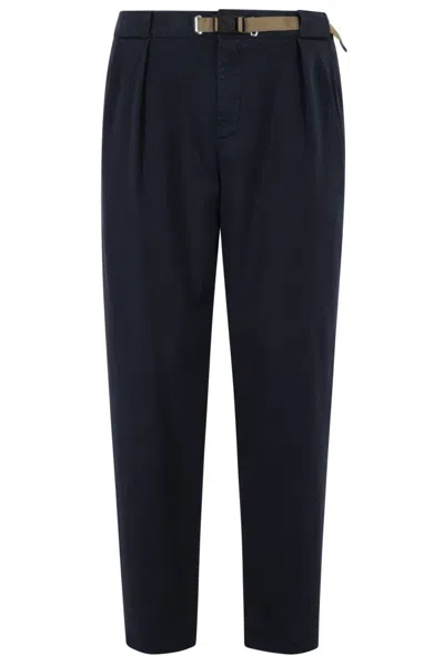 White Sand Tailored Trousers With Front Pleats In Black