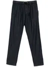 White Sand Trousers In Blue Denim Cotton With Belt In Blue
