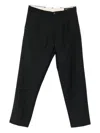 White Sand Straight-leg Tailored Trousers With Classic Waistband In Black