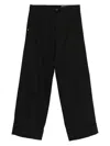 White Sand Cuffed Button-closure Trousers In Black