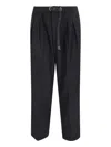 White Sand Buckle Pleated Trousers In Black