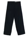 White Sand Cuffed Button-closure Trousers In Blue