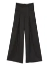 White Sand Silk Blend Flared Trousers In Black