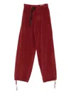 White Sand Drawstring-waist Corduroy Pants In Red