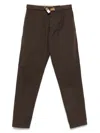 White Sand Brown Trousers In Cotton With Beige Belt In Brown