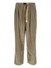 White Sand Velvet Pants In Green