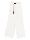 White Sand Drawstring Buckle Trousers In White