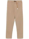 White Sand Trousers In Beige Cotton With Belt In Beige