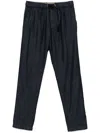 White Sand Trousers In Blue Denim Cotton With Belt In Blue