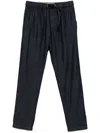 White Sand Trousers In Blue Denim Cotton With Belt