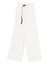 White Sand Drawstring Buckle Trousers In White