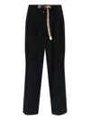 White Sand Corduroy Belt Trousers In Black