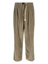 White Sand Velvet Pants In Green