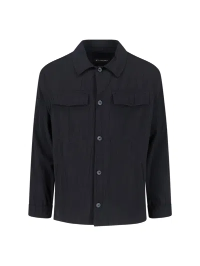 White Sand Viscose-blend Knit Shirt For Men In Black