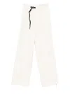 White Sand Drawstring-waist Ribbed Pants In White