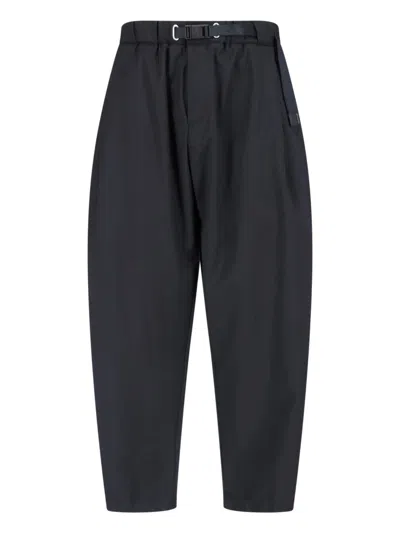 White Sand Wide Leg Pants With Waistband In Black