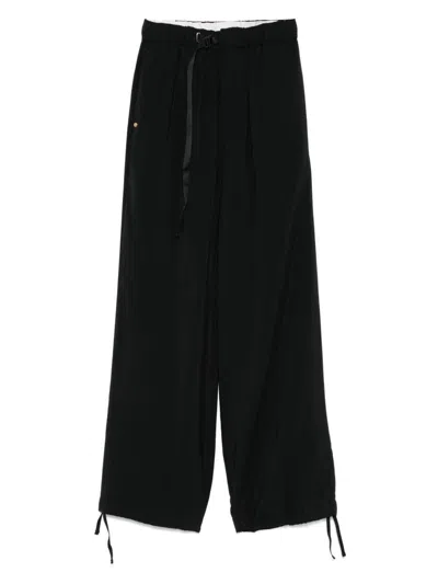 White Sand Wide-leg Trousers In Black