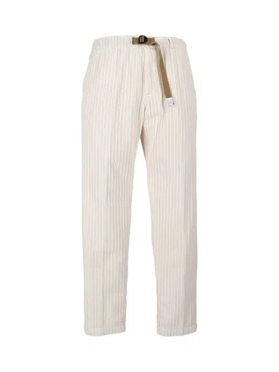 White Sand Wide-stripe Corduroy Tapered Pants In Neutral
