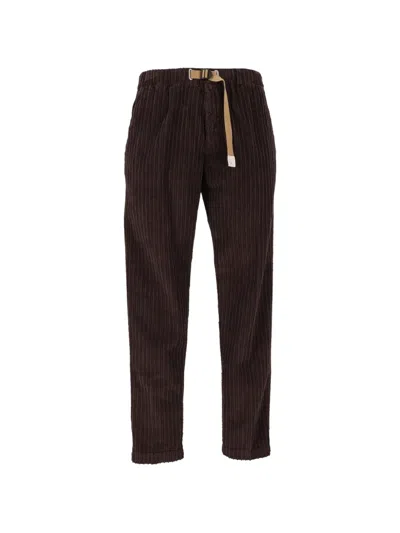 White Sand Wide-stripe Corduroy Trousers In Brown
