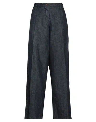 White Sand Woman Jeans Blue Size 10 Cotton, Linen