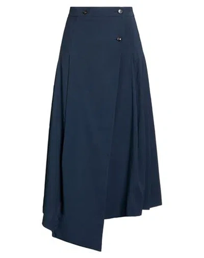 White Sand Woman Maxi Skirt Navy Size 8 Viscose, Polyester In Blue