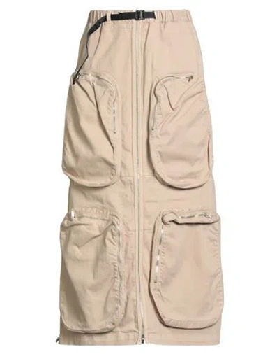 White Sand Woman Midi Skirt Beige Size 6 Cotton, Elastane In Neutral