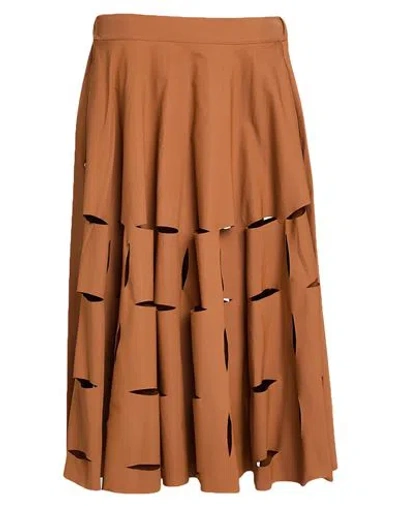 White Sand Woman Midi Skirt Camel Size 6 Cotton, Nylon