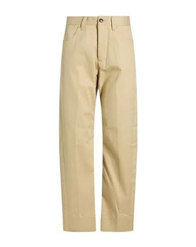 White Sand Woman Pants Beige Size 12 Cotton, Elastane